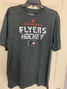 Majestic Gray Philadelphia Flyers Hockey Tee with Orange Accent